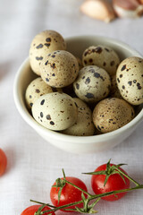 Healthy food & drink Italian healthy lifestyle. Mediterranean fresh vegetables spices &  herbs. Red cherry tomatoes.