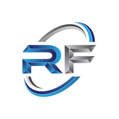 Simple initial letter logo modern swoosh RF