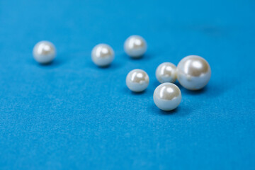 pearls on the blue background