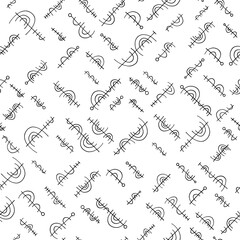 Hand drawn abstract pattern in memphis style. Vector seamless background.