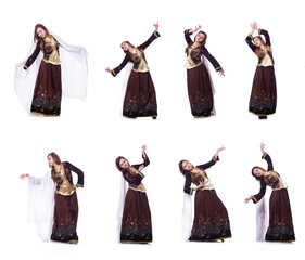 Young lady dancing traditional azeri dance