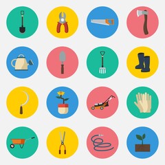 Editable Gardening Equipment Vector Illustration Icons Collection Set in Flat Style for Gardening or Farming Related Purposes