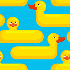 Inflatable duck Seamless pattern. toy for swimming background
