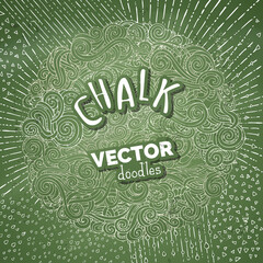 Chalk vector doodles swirls background.