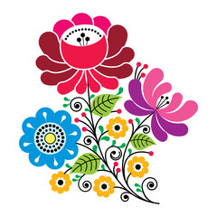 Folk flowers, Russian retro art, floral Gzhel design