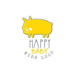 Happy baby kids logo colorful hand drawn vector Illustration