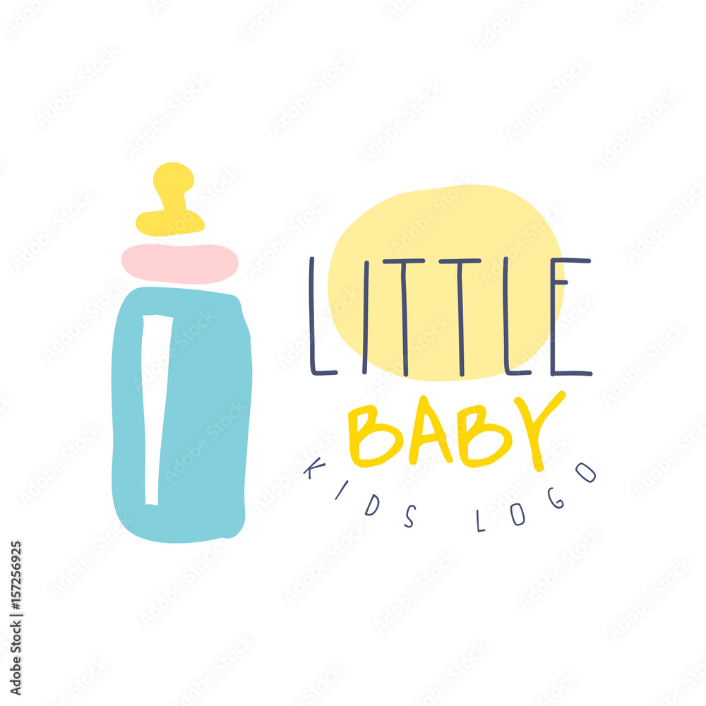 Canvas Prints Little baby kids logo colorful hand drawn vector Illustration