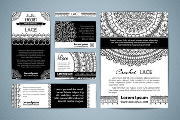 Set of corporate lace crochet templates.