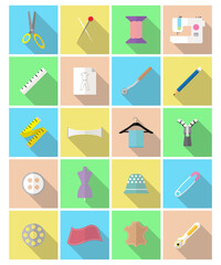 Easy-To-Use 20 Flat Sewing Icons Designed as Colorful Pastel Theme