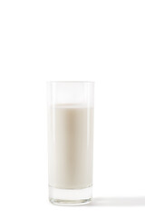 glass of fresh milk for healthy breakfast isolated on white