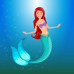 Sweet mermaid. Isolated vector object.