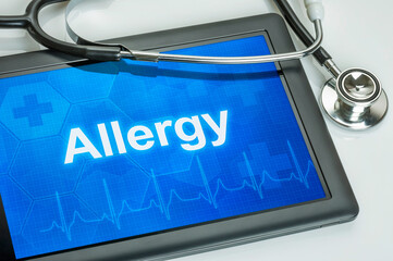 Tablet with the diagnosis allergy on the display