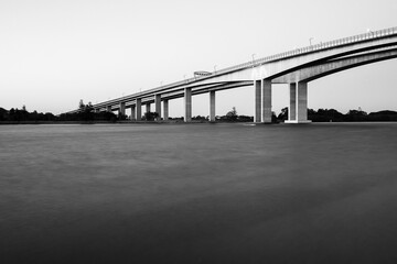 Black and White. The Gateway Bridge (Sir Leo Hielscher Bridges) in Brisbane, Queensland, Australia.