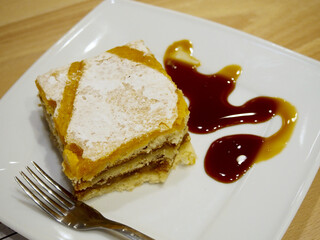 Milk caramel cake in a plate