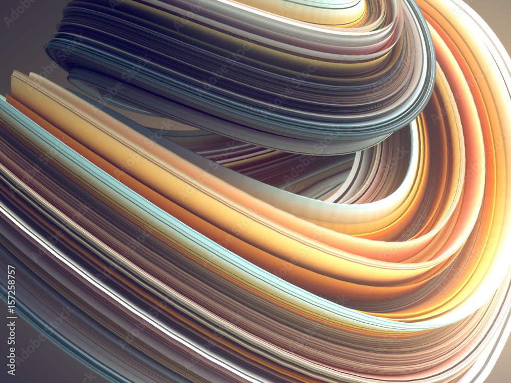 Poster Colored twisted shape. Computer generated abstract geometric 3D render illustration