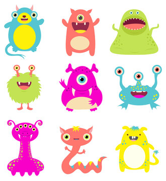 Set of cute cartoon monsters