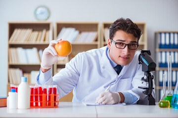 Scientist working on organic fruits and vegetables