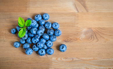 Fresh Ripe Blueberries on Wooden Background Healthy Food Summer 