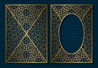 Golden vintage book cover template. Face and back of booklet design.