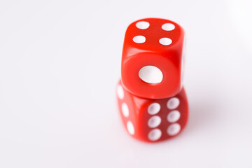 Red dice on white background