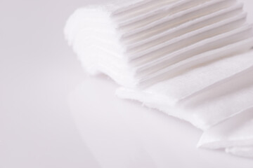 Cotton wool square pad on white