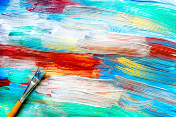 abstract pattern with multicolored oil paintings with brushes texture