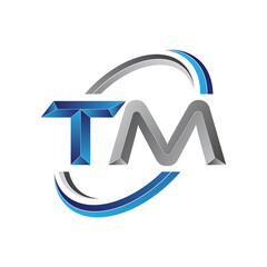 Simple initial letter logo modern swoosh TM