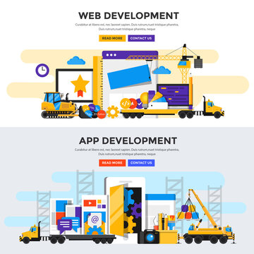 Flat design concept banner - Apps and Web Development