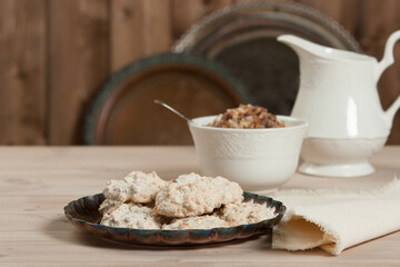 Home Baked Meringue Cookies With Cranberries, Raisins, Sunflower Seeds.