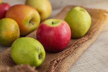 apples on sackcloth.