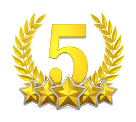 Five Golden Stars Badge Isolated