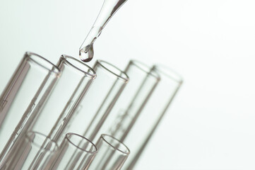 scientific experiments,  Laboratory equipment and  test tubes- science concept