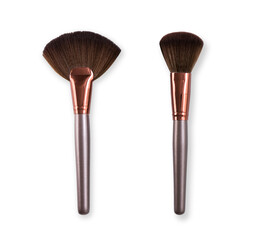 Cosmetics, beauty, make-up brushes set in row