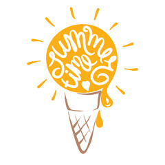 Abstract ice cream, Summer time/Funny summer hand drawing calligraphy