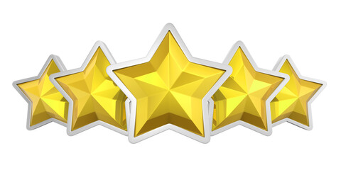 Five Golden Stars Isolated