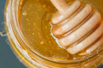 Close-up of honey. Macro shot.