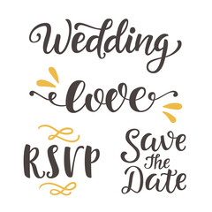 Wedding day invitations lettering set