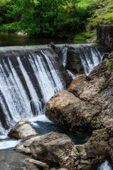 Martvili canyon in Georgia. Beautiful natural canyon with mountain river