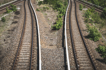 Fototapeta na wymiar two ways - rails, railway, two railroads