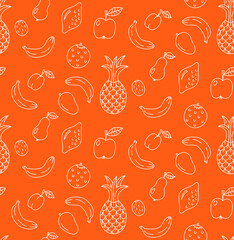 Fruits doodle seamless vector pattern