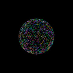 3d framework sphere from lines. Technology style. Vector outline illustration.
