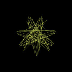 Abstract geometric shape of lines. Isolated on black background. Vector outline illustration.