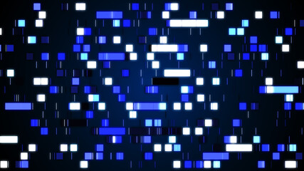 Glitched shapes. Random digital signal error. Abstract contemporary background made of blue pixel mosaic illustration