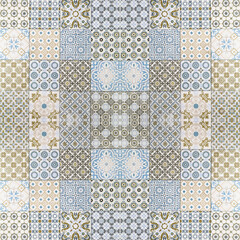 Old ceramic tiles patterns background in the park public