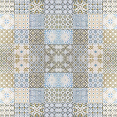 Old ceramic tiles patterns background in the park public