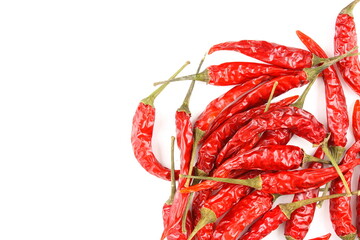 dried thai chili peppers isolated on a white background