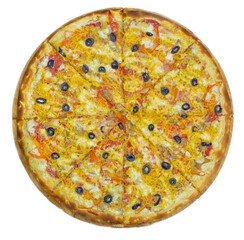 Circle pizza on isolated background