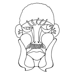 Outline art of face man for coloring page.
Vector sketch.