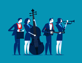 The Band. Business team relax. Concept business vector illustration. © zenzen
