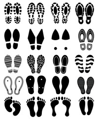 Foot prints icons set